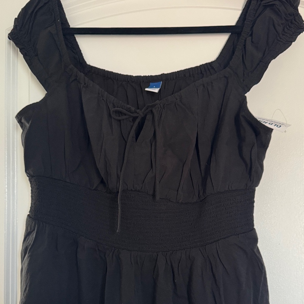 Old Navy Black Smocked-Waist Mini Dress - Picture 2 of 2
